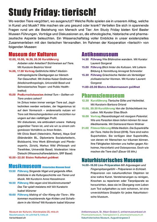 tierisch! Study Friday Programm