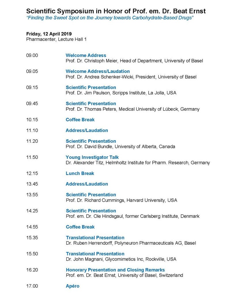 Program Symposium Prof. em. Dr. Beat Ernst
